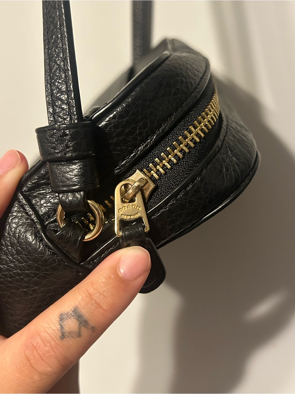Coach Black Pebble Leather Mini Crossbody with Gold Hardware - Picture 3 of 4